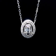 Classic Oval Diamond Necklace 16" or 18” 18kt Chain