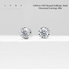 0.80cts I I1-I2 Round Solitaire Stud Diamond Earrings 18kt