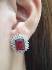 #LVNA礼品 | Flora 光环铺镶红宝石个性钻石耳环 14 克拉