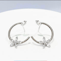 Rositas Floral Spiral Overlap Diamond Earrings 14kt