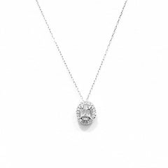 Classic Oval Diamond Necklace 16" or 18” 18kt Chain