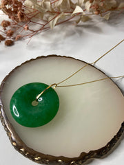 GLD | 18K Golden Big Jade Necklace Foxtail Chain 18”