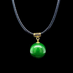 GLD | 18kt Solid Gold Pendant Large Jade Gemstones Leather Necklace