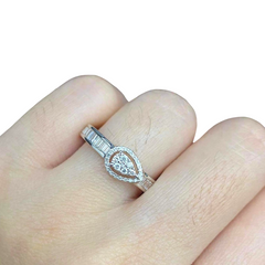 #LVNA2024 |  Pear Center Baguette Paved Band Half Eternity Diamond Ring 14kt