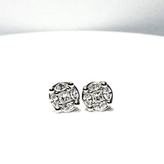 Round Invisible Setting Stud Diamond Earrings 18kt