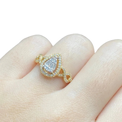 Golden Pear  Paved Deco Diamond Ring 14kt