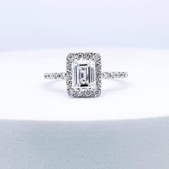 1.38cts D SI2 Emerald Cut Paved Diamond Engagement Ring 14kt IGI Certified