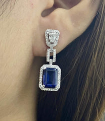 PREORDER | Blue Sapphire Chain Gemstones Diamond Earrings 14kt