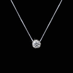 0.75ct H I1 Round Brilliant Solitaire Diamond Necklace 18kt