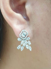 Emerald Deco Dangling Diamond Earrings 18kt
