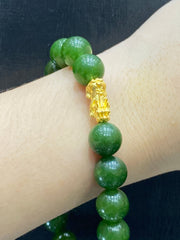 GLD | 24K Lucky Piyao Emerald Gemstones Bracelet