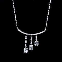 PREORDER | Smiley Dangling Baguette Deco Diamond Necklace 14kt