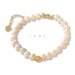 GLD | 18K Golden Pearl Rose Charm Bracelet
