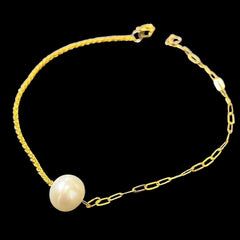 GLD | 18K Golden Pearl Rope and Paperclip Bracelet