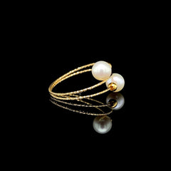 GLD | Twin Akoya Pearl Ring 18kt Yellow Gold