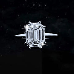 유니크 | 5ct 페이스 에메랄드 심리스 인비저블 세팅 다이아몬드 약혼 반지 18kt