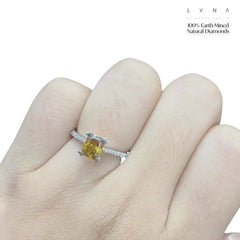1.14cts VS2 Dark Orange Colored Radiant Cut Diamond Engagement Ring 18kt