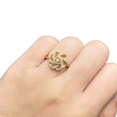 Golden Spiral Floral Diamond Ring 18kt