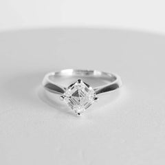 1.35ct H SI1 Asscher Cut Diamond Engagement Ring 18kt IGI Certified