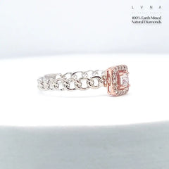 0.42cts 핑크 다이아몬드 헤일로 포장 약혼 반지 18kt