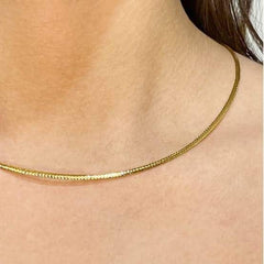 GLD | 18K Golden Omega Soft Mesh Chain Classic Wear Necklace 16”