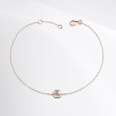 Asscher Bezel Solitaire Diamond Bracelet 18kt