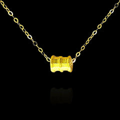 GLD| 24kt 黄金幸运符吊坠项链 16-18 英寸可调节 18kt 黄金链