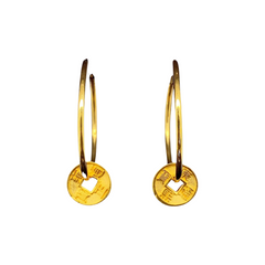 Golden 20MM Hoop Pendant Earrings 18kt