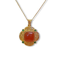 GLD | 18K Golden Clover Necklace Foxtail Chain 18”