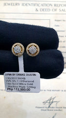 Golden Classic Round Paved Stud Diamond Earrings 14kt