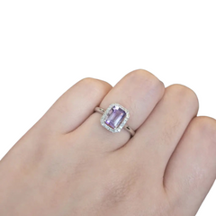 PREORDER | Halo Amethyst Gemstones Diamond Ring 18kt