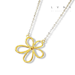 GLD | 18K Golden Big Flower Necklace Classic Chain 16-18”