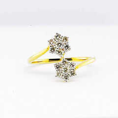 Golden Floral Crossover Diamond Ring 18kt