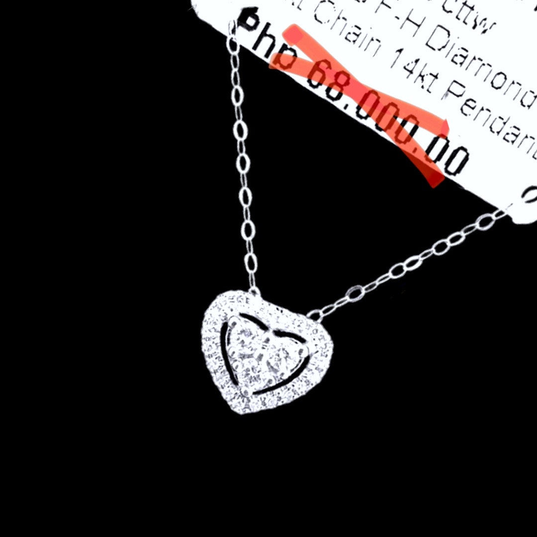 10.10 | Heart Halo Diamond Necklace 16-18 18Kt Chain