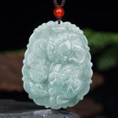 The Vault | Natural Myanmar Pi Xiu Hand Carved Jadeite Necklace