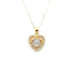 VVIP | Golden Classic Heart Halo Diamond Necklace 16-18" 18kt chain
