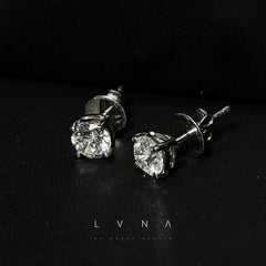 1.25cts J-K VS2-SI2 Round Brilliant Solitaire Stud Diamond Earrings 18kt | #LoveLVNA