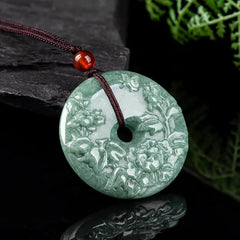 THE VAULT | Genuine Natural Ping An Hand Carved Jadeite Necklace