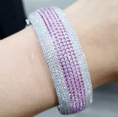 Pink Sapphire Paved Diamond Bracelet Bangle 14kt