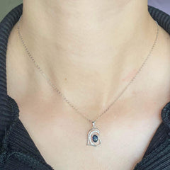 Blue Sapphire Heart Gemstones Diamond Necklace 18kt