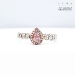 0.30cts Rare Pink Colored Halo Paved Diamond Engagement Ring 14kt | LVNA Signatures