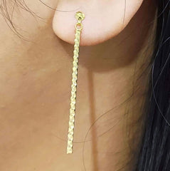 GLD | 18K Golden Stick Dia cut Dangling Earrings