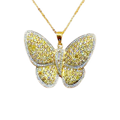 LVNA Signatures™️ Golden Ivana Butterfly  Rare Diamond Necklace 14kt