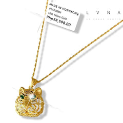 GLD | 18K Golden Panther Necklace Rope Chain 17.5”