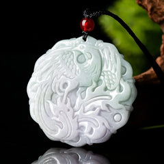 THE VAULT | Premium Gradient Myanmar Natural Hand Carved Jadeite Hand Carved Circular Necklace