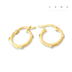 GLD | 18K Golden Designer Inspired Multi-Tone Embossed Hoop Earrings