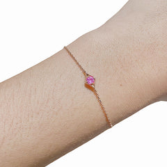 #LoveLVNA | Rose Pink Ruby Gemstones Center Bar Diamond Bracelet 18kt
