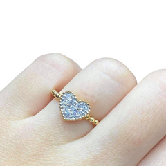 Golden Classic Heart Paved Diamond Ring 14kt