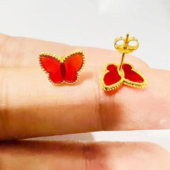 GLD | 18K Golden Carnelian Butterfly Stud Earrings