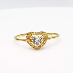 Golden Classic Heart Diamond Ring 14kt